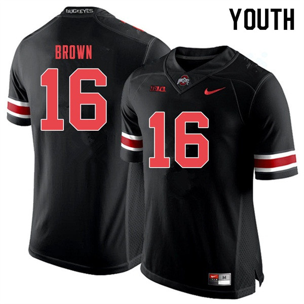 Ohio State Buckeyes Cameron Brown Youth #16 Blackout Authentic Stitched College Football Jersey